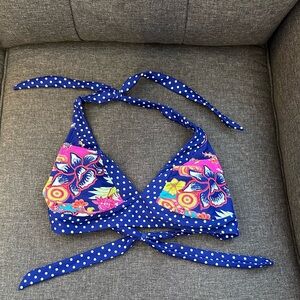 Athleta Serendipity Blue Pink Floral Halter Bikini Top Size XS